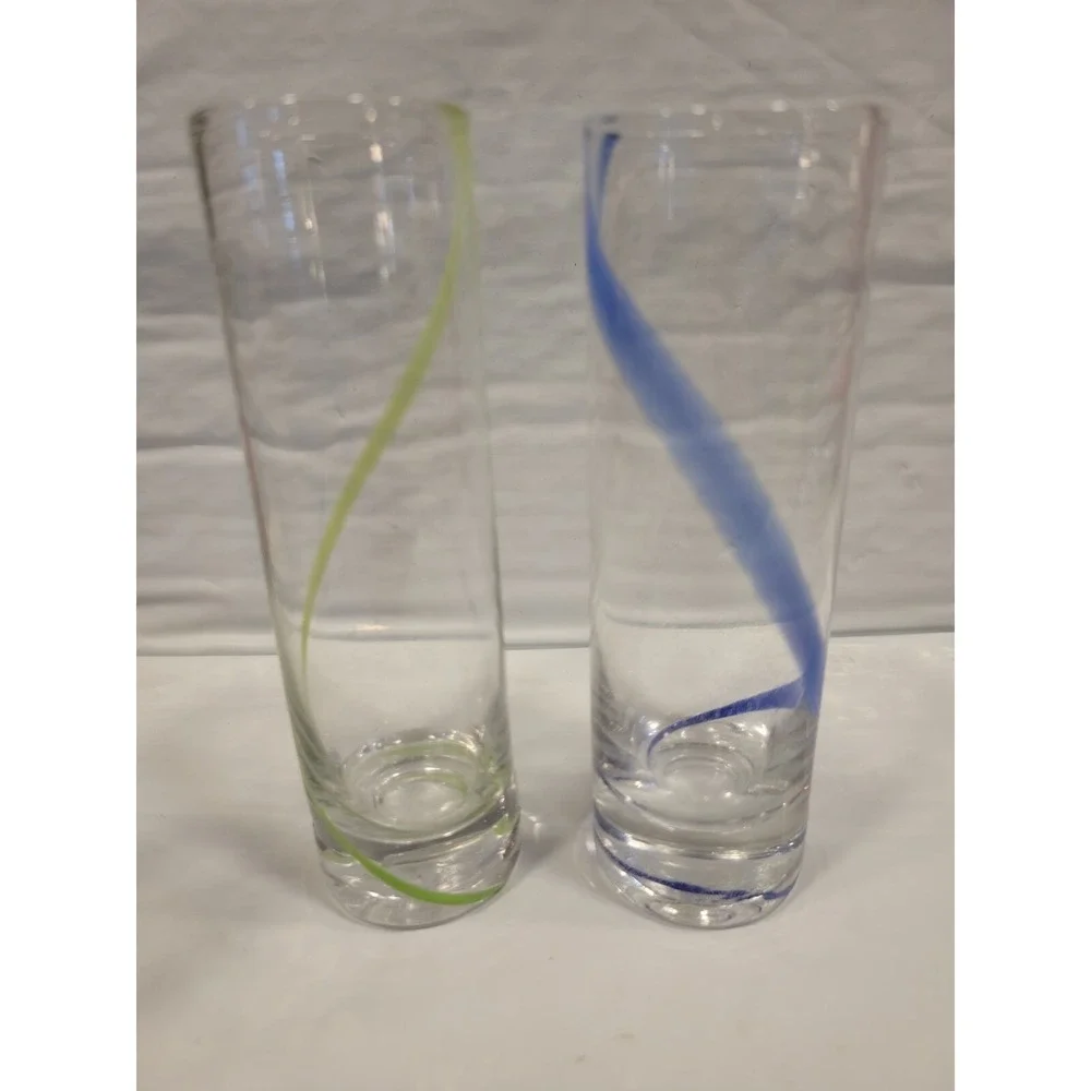 Shot Glasses -4 Tall 2‎ oz. Twirl shooter Cordial Clear with Color Swirl Barware